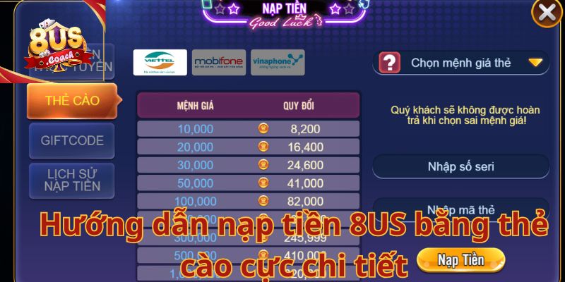 Nạp tiền 8us 2 Nạp Tiền 8US: Hướng Dẫn Chi Tiết Qua Ngân Hàng và Thẻ Cào